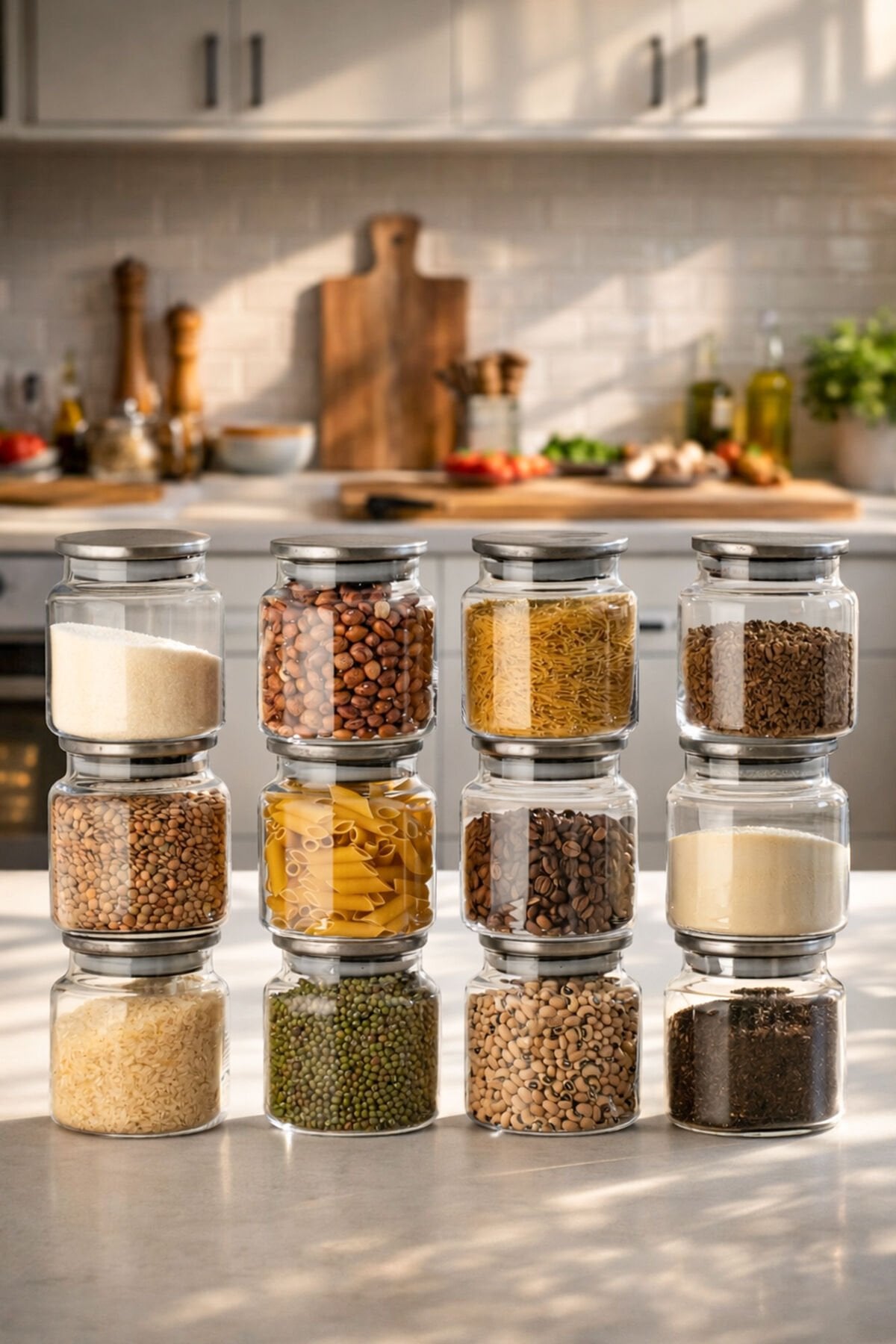 Porsima 4403 Bormio Metal Kapaklı 12 Cam Kavanoz Seti Vakum Kapaklı Saklama Düzenleme Kabı Seti 650ml