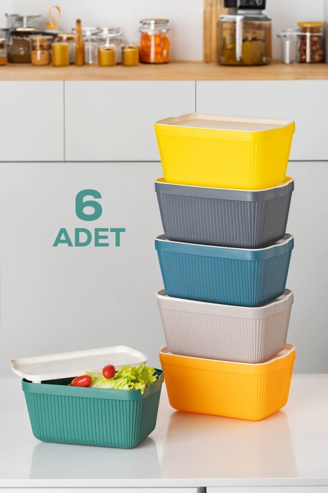 Porsima 1037 Still Box 6 Lı Çok Amaçlı Erzak Saklama Kutusu Kabı Seti Dolap Içi Düzenleyici Organizer 1,5 L