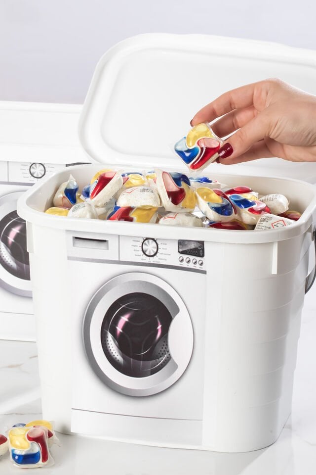 Porsima 2li Mega Kendinden Etiketli Çok Amaçlı Toz ve Tablet Deterjan Kapaklı Saklama Kutusu Kabı Seti 7,3lt