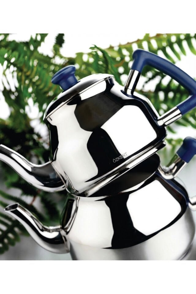 Özkent Marmaris Mega Boy Çaydanlık Mavi Kulp Süzgeçli