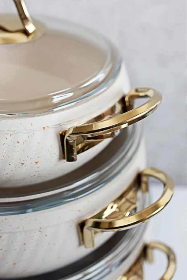 Özkent Hira 4 Lü Granit Güveç Set Krem K-590