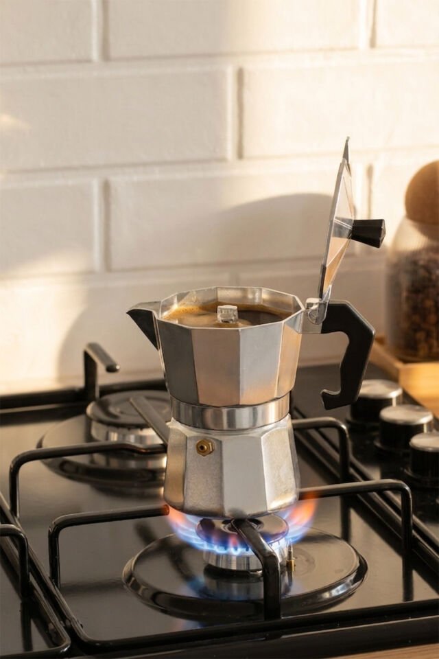 Porsima MNB05740 Ocaküstü Moka Pot 3 Fincanlık Alüminyum Kahve Espresso Cezvesi Gümüş 150ml