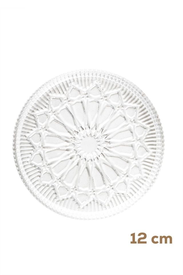 Porsima  Rüya Desenli Dik Tabak - 6 Lı Cam Sunumluk Pasta Kurabiye Kek İkram Servis Tabağı-12 Cm