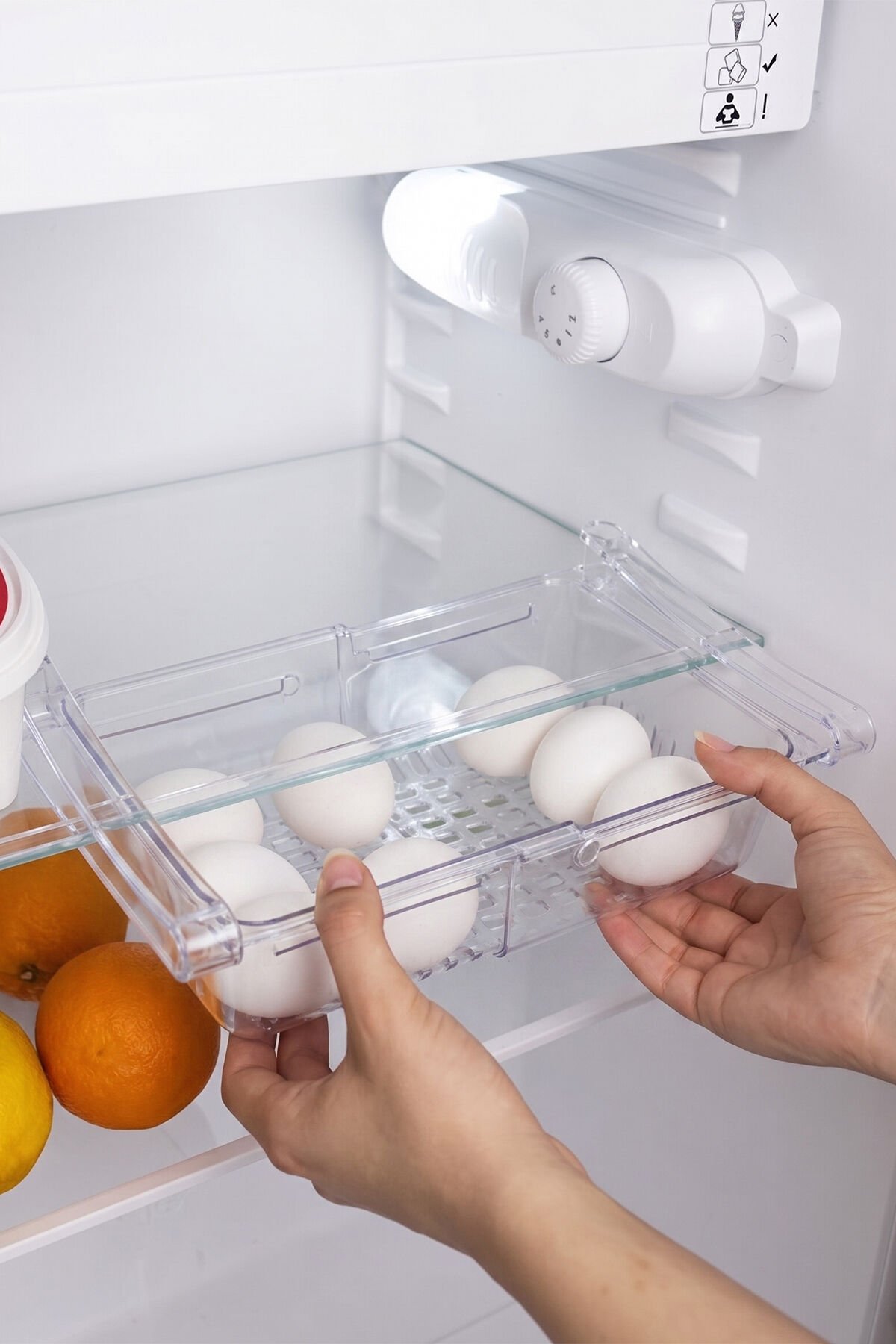 Porsima Org-10-T Buzdolabı İçi Organizer Askılı Akordion Süzgeçli Ayarlanabilir Raf - Şeffaf