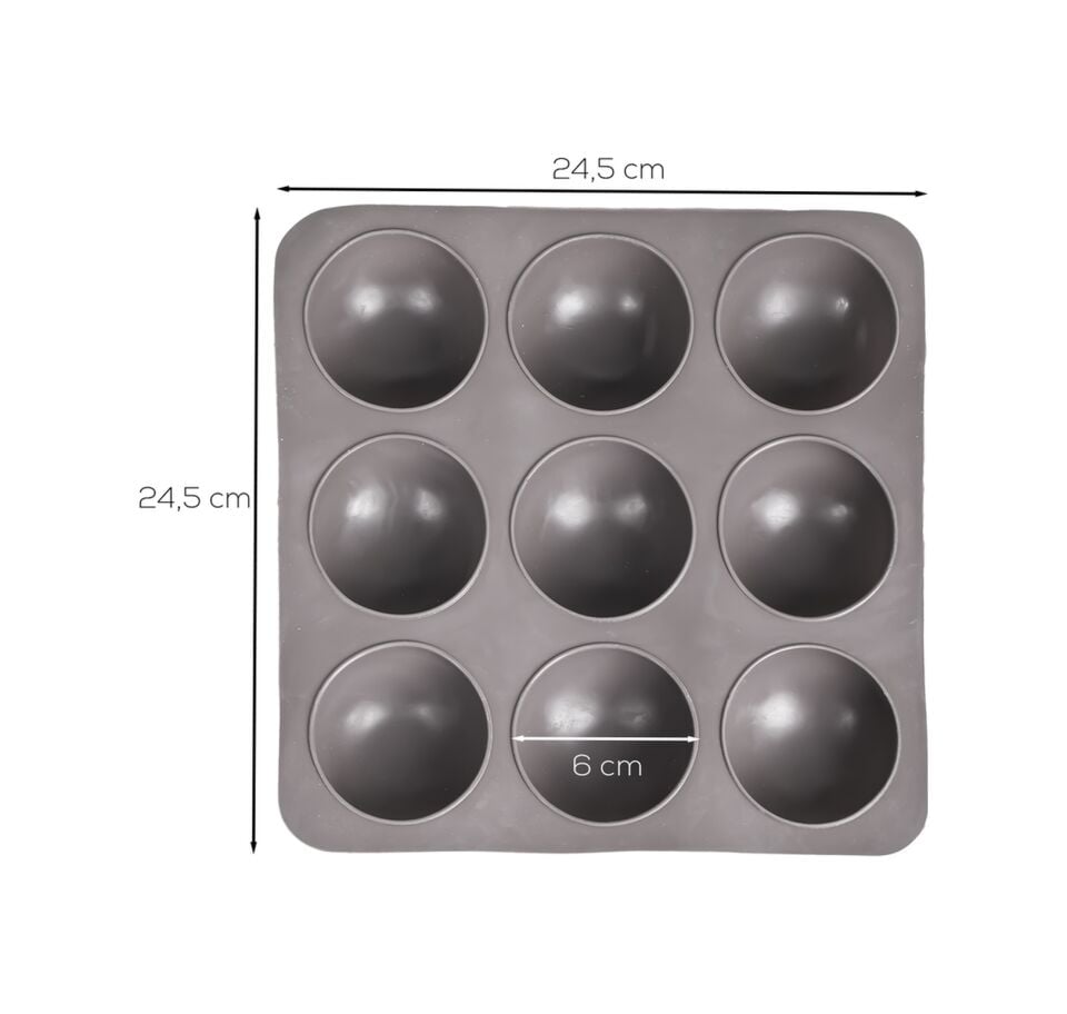 Porsima 30017 Silikon 9lu Muffin Kalıbı Köstebek Kek Kalıbı Antrasit 24,5cm