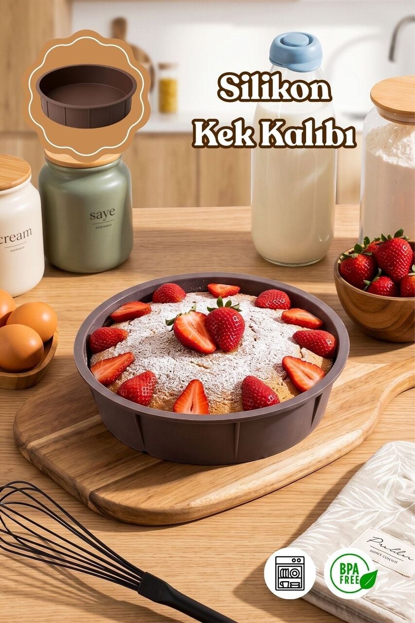 Porsima 30041 Silikon Yuvarlak Kek Kalıbı Antrasit 24cm