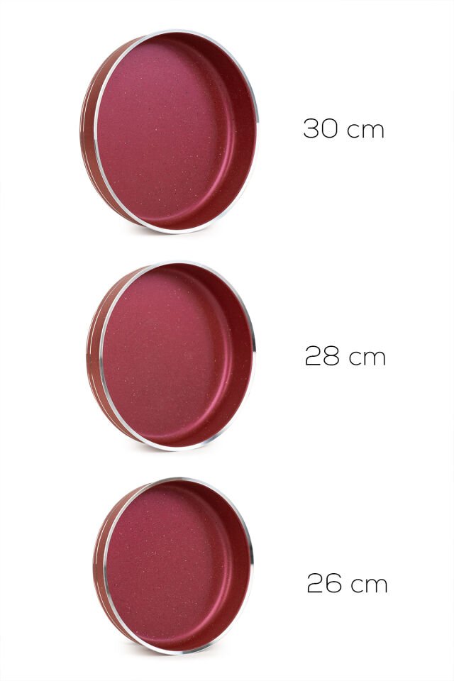 Porsima Montella 3lü Tepsi̇ Seti Fırın Tepsisi 26-28-30cm Kızıl