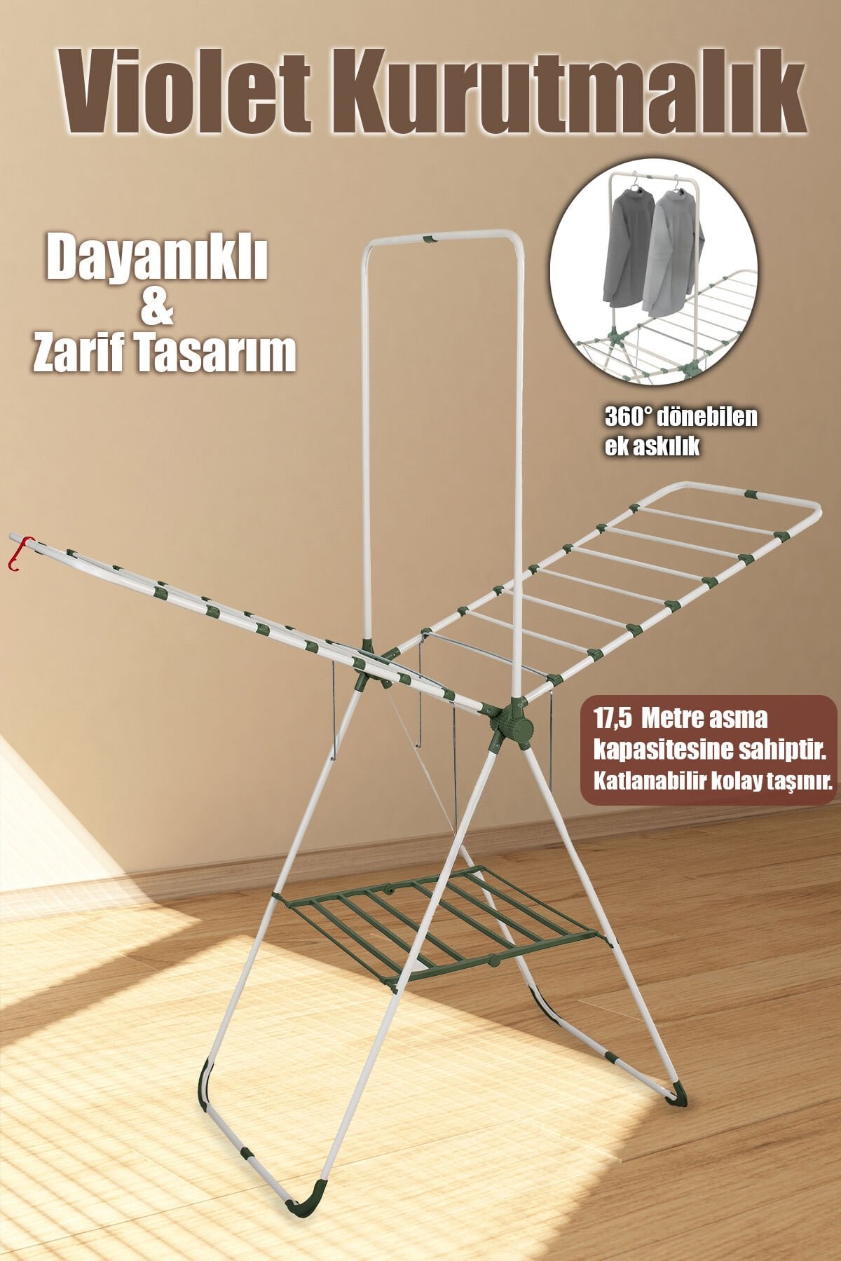 Perilla 17042 Violet Çamaşır Kurutmalığı Kurutmalık Askı Beyaz