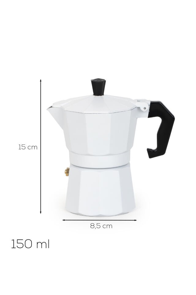 Porsima MNB05742-1 Ocaküstü Moka Pot 3 Fincanlık Alüminyum Kahve Espresso Cezvesi Beyaz 150ml