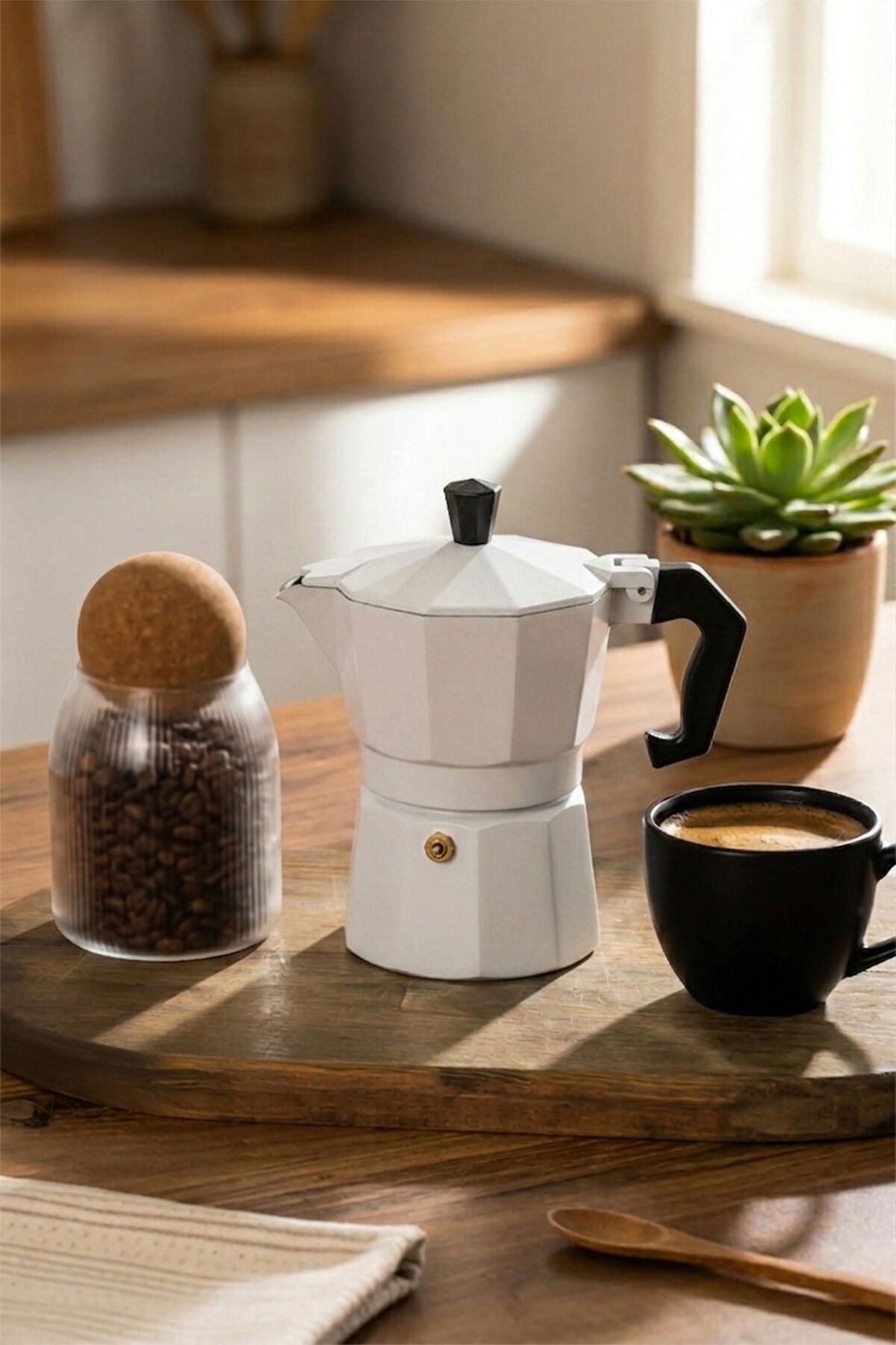 Porsima MNB05742-1 Ocaküstü Moka Pot 3 Fincanlık Alüminyum Kahve Espresso Cezvesi Beyaz 150ml