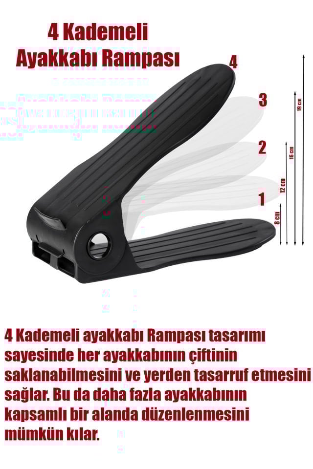 Porsima Org -201 12 li Ayakkabı Rampası Ayakkabı Düzenleyici Dolap İçi Organizer - Siyah