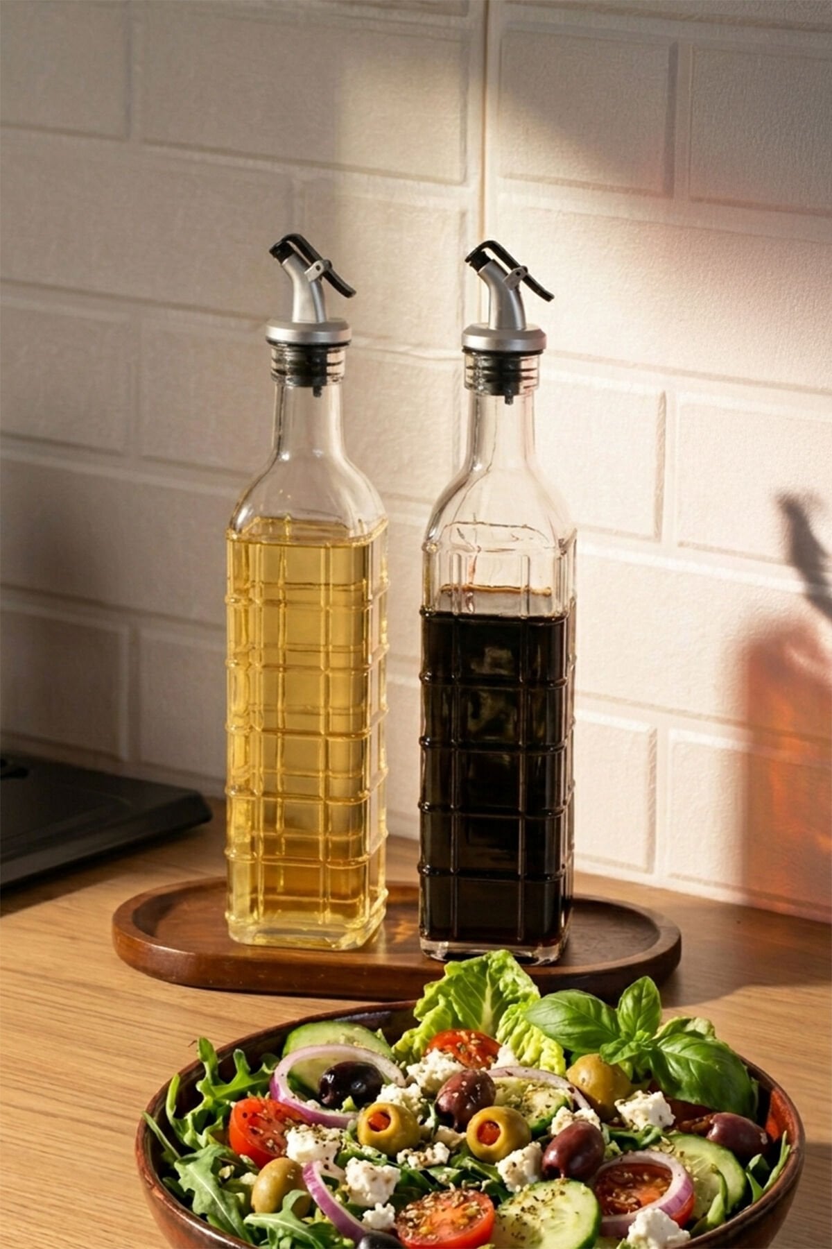 Porsima DHZ90116 2li Sızdırmaz Kapaklı Cam Yağlık Sirkelik Yağdanlık 500ml