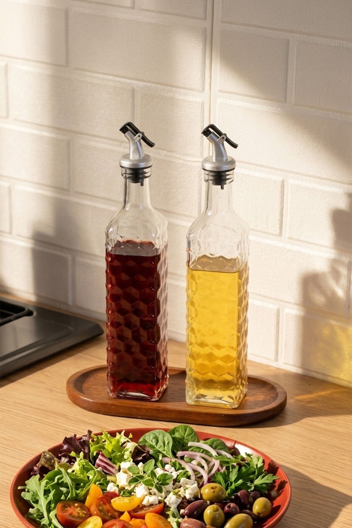 Porsima DHZ90116-1 2li Sızdırmaz Kapaklı Cam Yağlık Sirkelik Yağdanlık 500ml