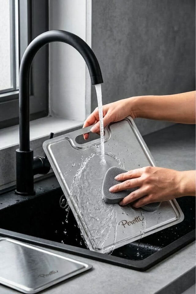 Perotti  130210001 CutMaster 2’li Paslanmaz Çelik 18/10 Kesme Tahtası Seti 24x34cm-20x30cm