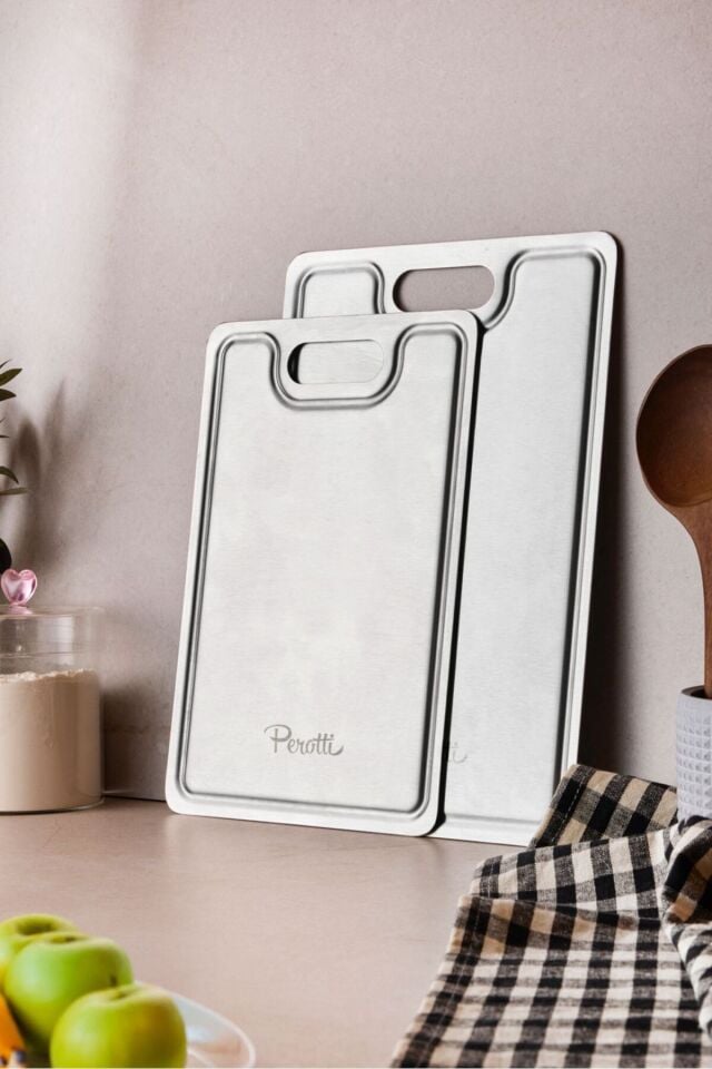 Perotti  130210001 CutMaster 2’li Paslanmaz Çelik 18/10 Kesme Tahtası Seti 24x34cm-20x30cm