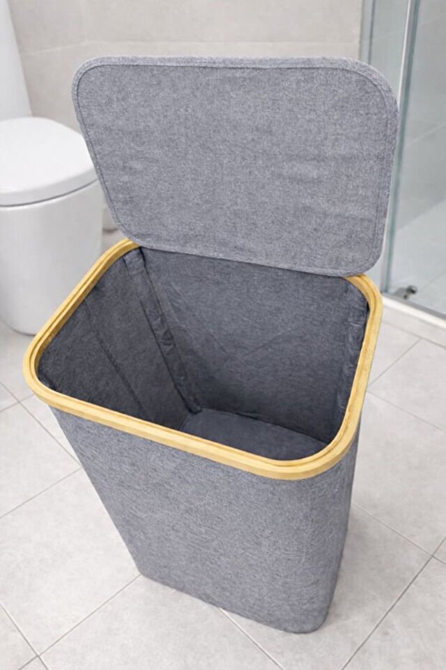 Porsima Pbt-715 Kapaklı Katlanabilir Kirli Bamba Çamaşır Sepeti Kirli Sepeti 57x40x30cm 75lt
