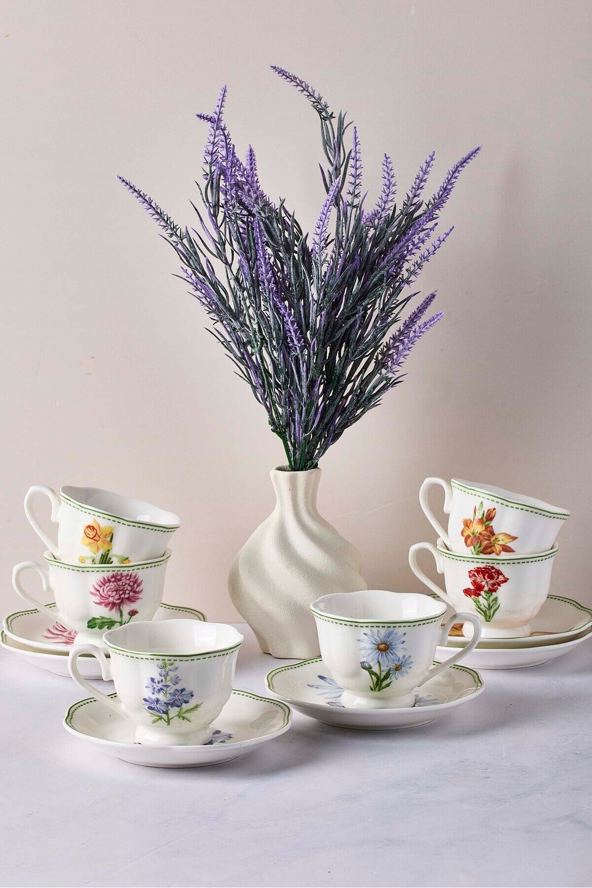 Perotti De Flore 6 Kişilik 12 Parça Porselen Kahve Takımı