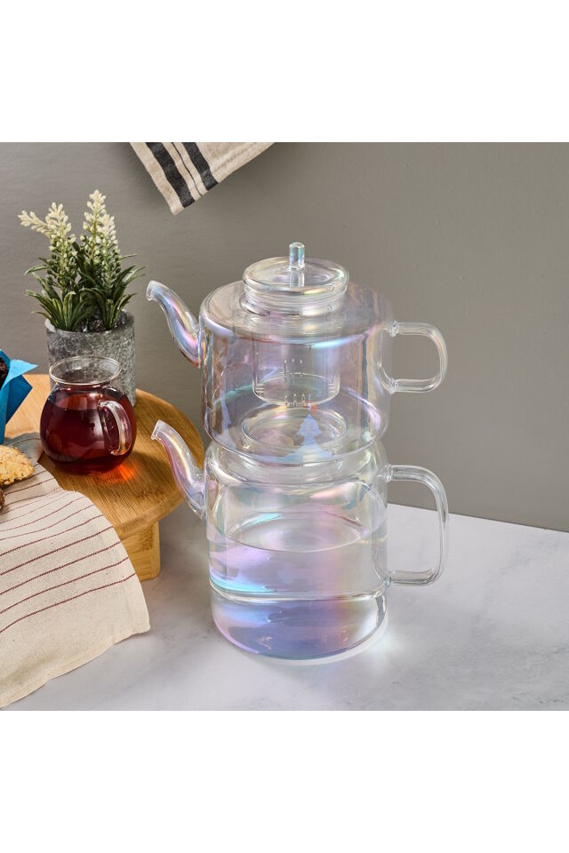 Perotti 15949 Tobby Luster Borosilikat Cam Çaydanlık 1.1L + 1.75L