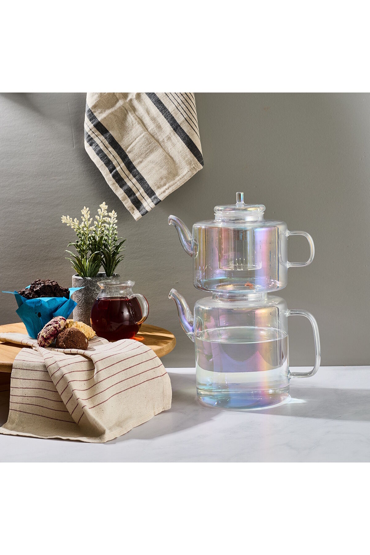 Perotti 15949 Tobby Luster Borosilikat Cam Çaydanlık 1.1L + 1.75L