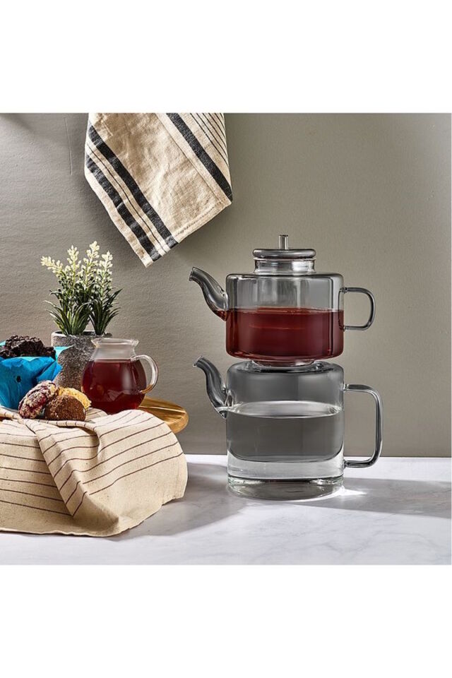 Perotti 15950 Tobby Füme Borosilikat Cam Çaydanlık 1.1L + 1.75L