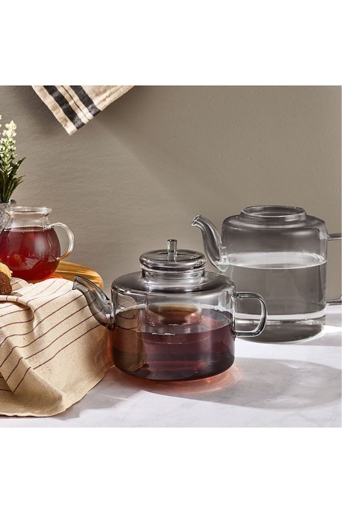 Perotti 15950 Tobby Füme Borosilikat Cam Çaydanlık 1.1L + 1.75L