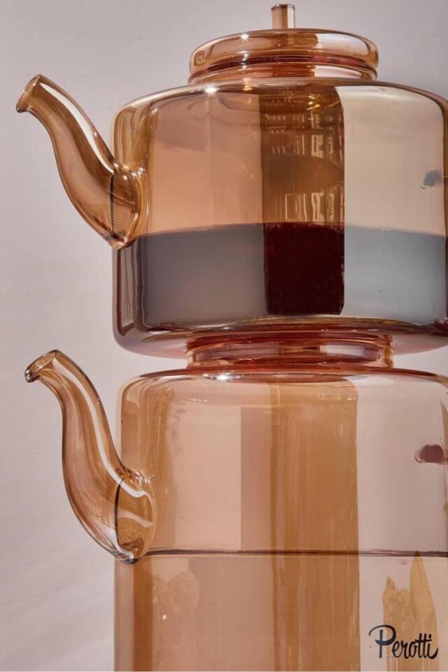 Perotti  15951 Tobby Amber Borosilikat Cam Çaydanlık 1.1L + 1.75L