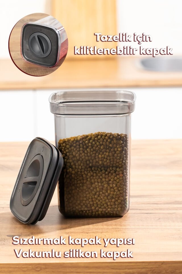 Porsima 101-Gr 3lü Sızdırmaz  Yiyecek Erzak Saklama Kabı Seti - 1100ml Gri