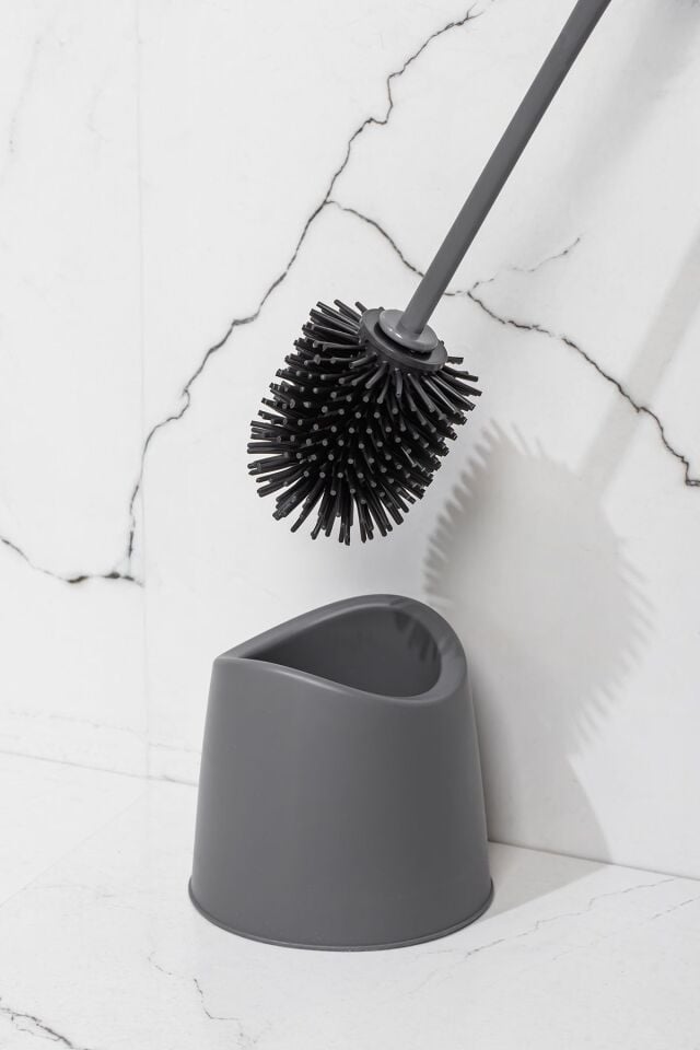 Porsima Sb-776-1 Silikon Wc Tuvalet Banyo Fırçası Klozet Fırçası Antrasit