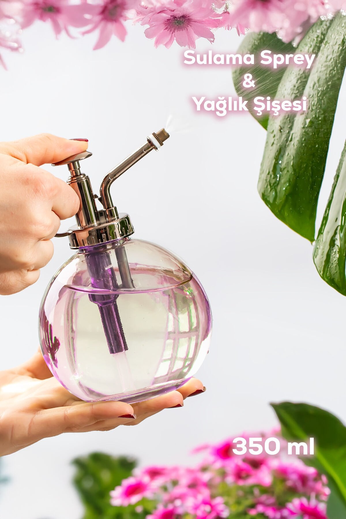 Perotti 15729 Mor 350ml Cam Yağlık Yağdanlık ve Sulama Spreyi Koku Spreyi Şişesi