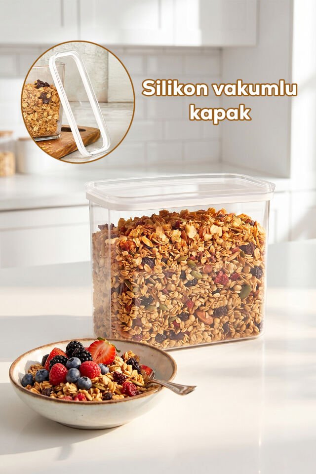 Porsima 421 3lü Sızdırmaz Yiyecek Erzak Saklama Kabı Seti - 2200ml Şeffaf