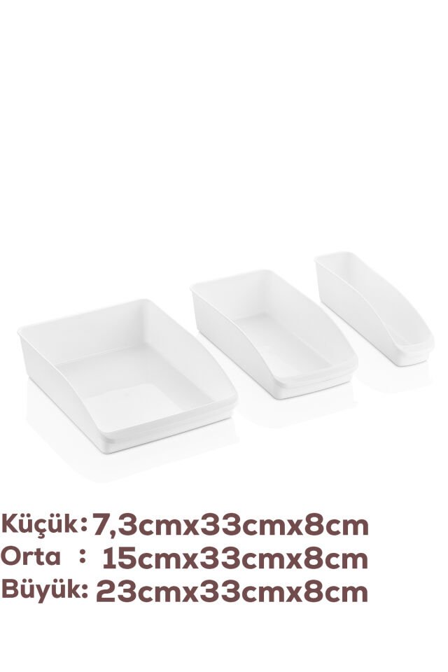 Porsima Org-49-P 3lü Çok Amaçlı Plastik Dolap Içi Düzenleyici Saklama Kutusu Organizer Sepet - Beyaz