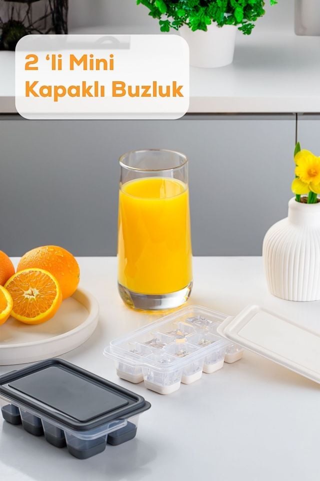 Porsima 16015 2 Li Mini Bpa Içermez Yapışmaz Silikon Bas Çıkar Buz Kalıbı- Silikon Buz Kalıbı Buzluk