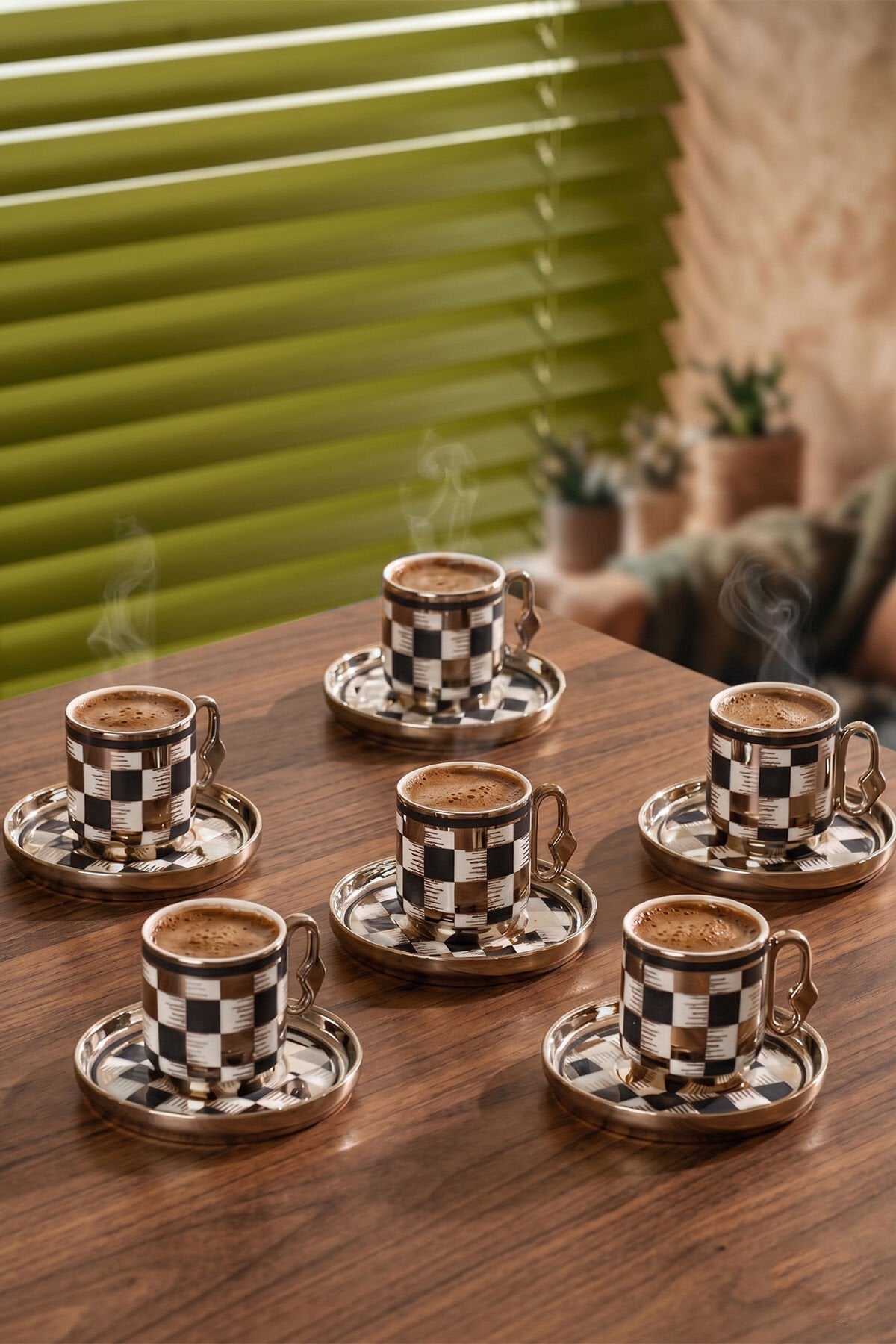 Perotti 16992 Gümüş Dama 6 Kişilik Porselen Fincan Seti 12 Parça Türk Kahvesi Fincanı Takımı-90ml