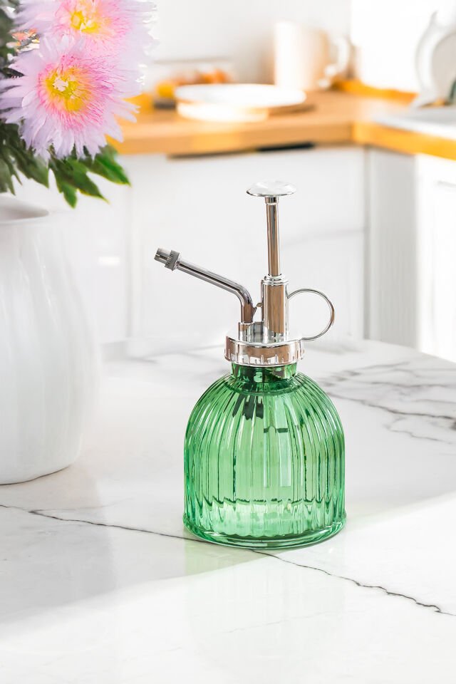 Perotti 15731 Yeşil Vintage Cam Bitki Sulama Şişesi Oda Kokusu Dağıtıcı Çok Amaçlı Sprey Şişe 250 ml