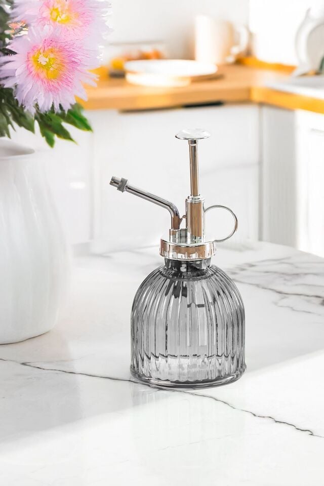 Perotti 15731 Gri Vintage Cam Bitki Sulama Şişesi Oda Kokusu Dağıtıcı Çok Amaçlı Sprey Şişe 250 ml
