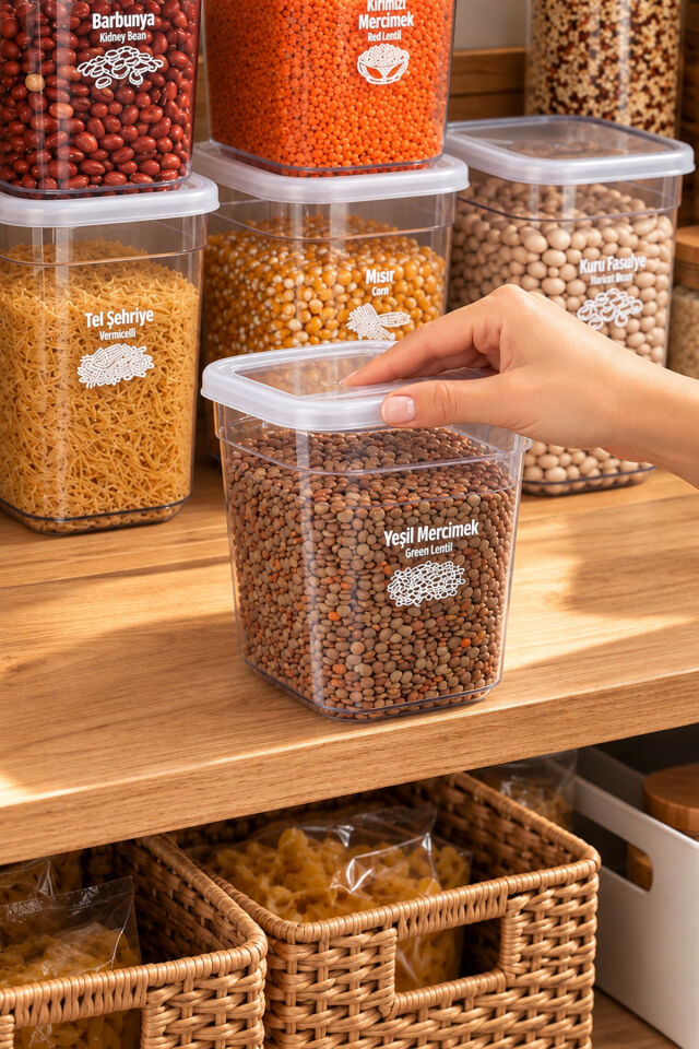 Porsima 4522 6'lı Şeffaf Erzak Kabı Seti 2 LT - Vakumlu Dikdörtgen Mutfak & Buzdolabı Saklama Kabı