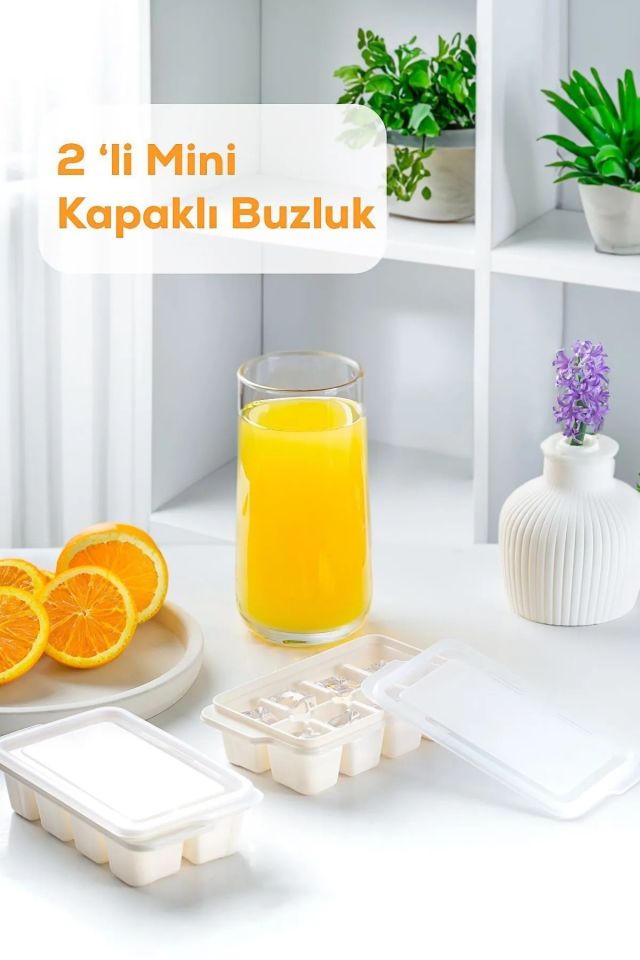 Porsima 16018 2 Li Bpa Içermez Plastik Kapaklı 16 Hazneli Mini Buz Kalıbı-kokteyl Sunum Buz Kalıbı Buzluk
