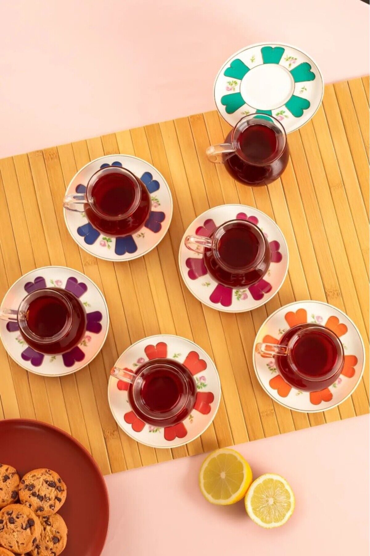 Perotti 17901 Beyoğlu 12 Parça 6 Kişilik Çay Seti Çay Takımı Renkli