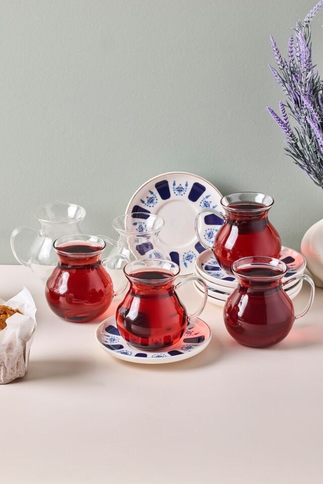 Perotti 17903 Laleli 12 Parça 6 Kişilik Çay Seti 210 Ml Renkli