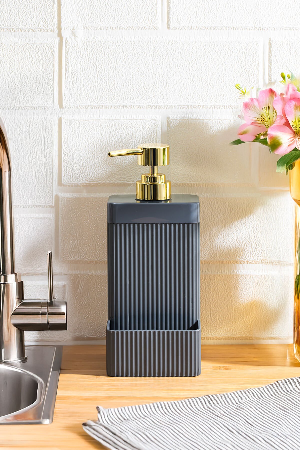 Perotti 13139 Lisbone Süngerlik Hazneli Sıvı Sabunluk Antrasit