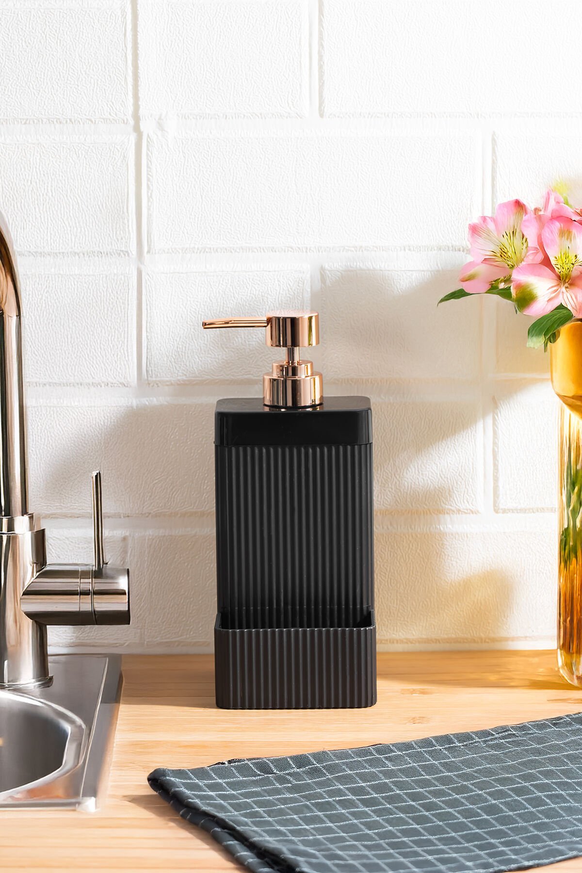 Perotti 13139 Lisbone Süngerlik Hazneli Sıvı Sabunluk Siyah