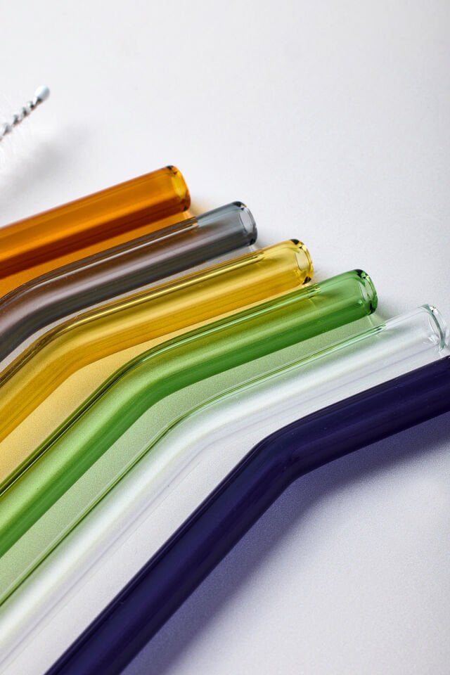 Perotti Straw 6'lı Renkli Cam Eğimli Isıya Dayanıklı Pipet