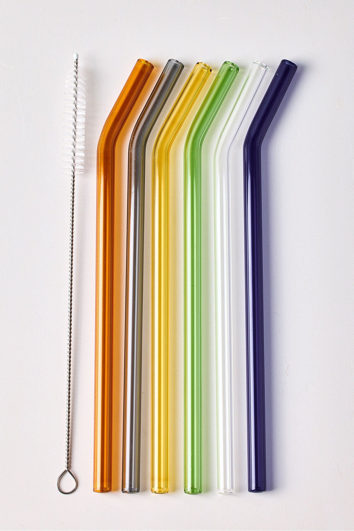Perotti Straw 6'lı Renkli Cam Eğimli Isıya Dayanıklı Pipet