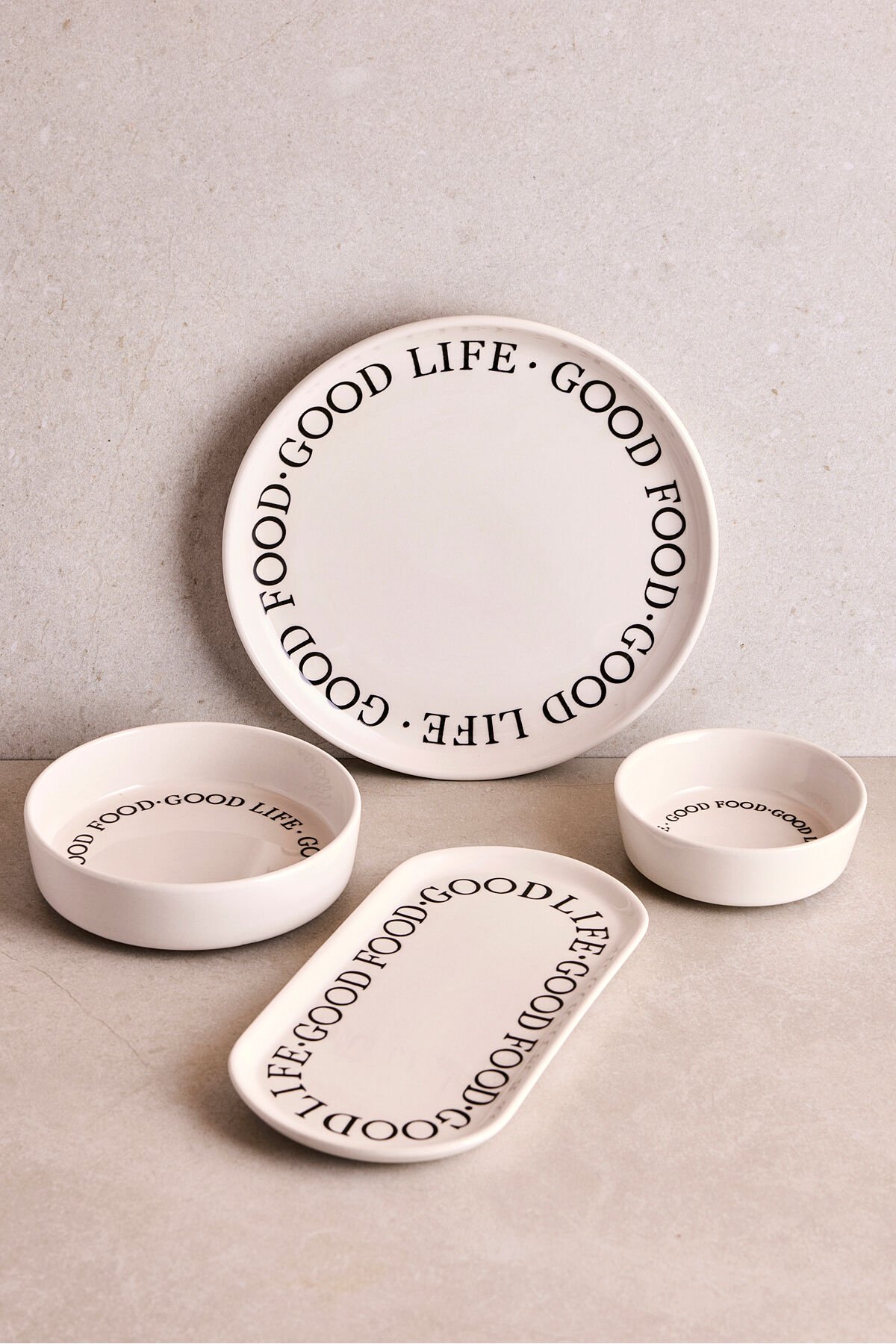 Perotti Good 14 Parça Seramik 6 Kişilik Kahvaltı Takımı Siyah - Beyaz