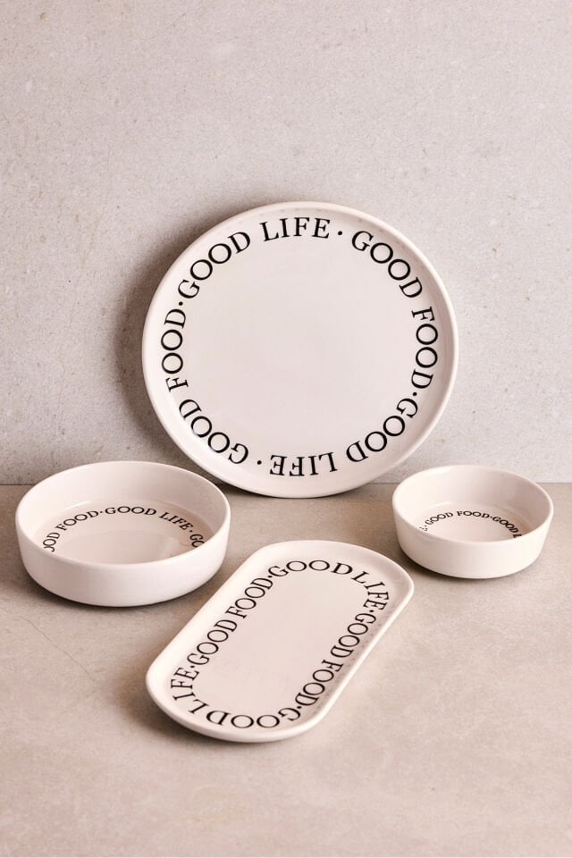 Perotti Good 14 Parça Seramik 6 Kişilik Kahvaltı Takımı Siyah - Beyaz