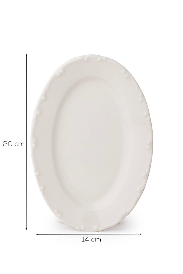 Porsima 4463 Liana Porselen Kayık Tabak Seti - Oval Kahvaltılık Sunumluk Seti 20cm