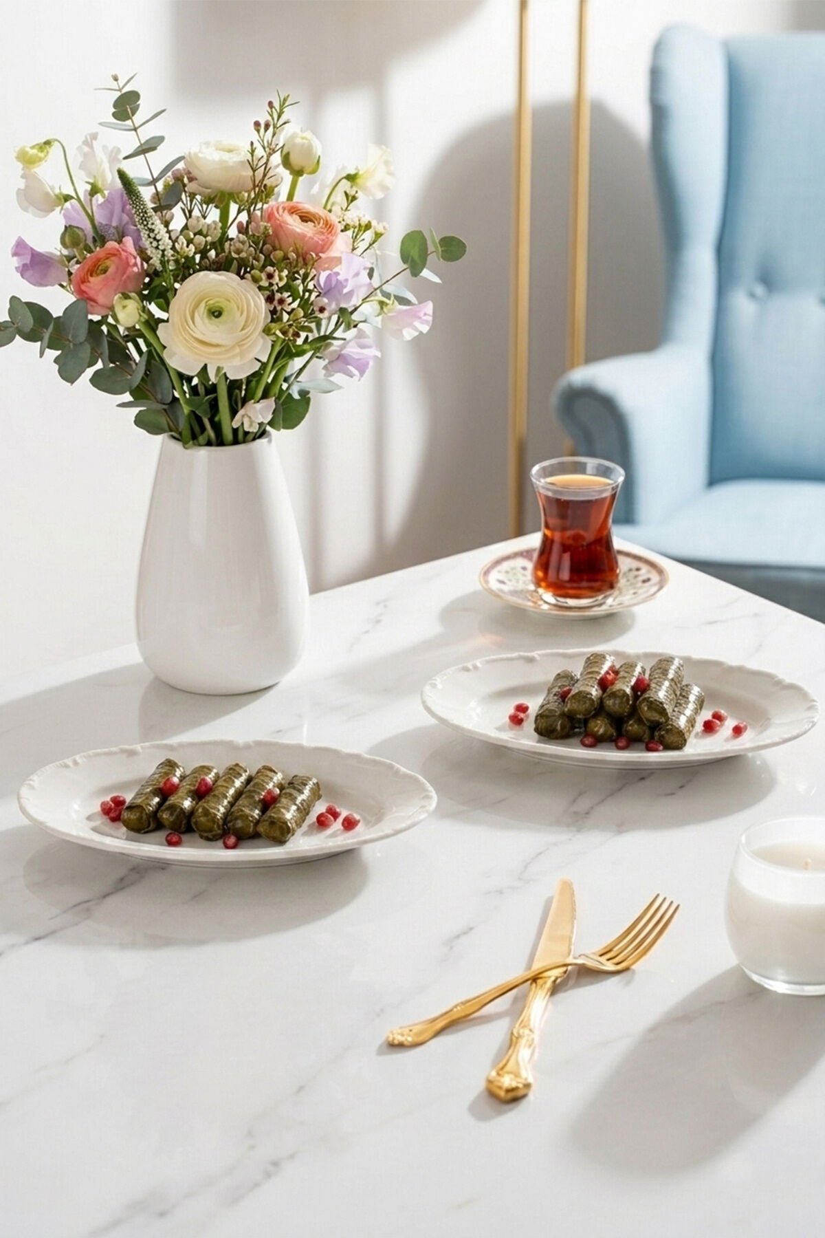 Porsima 4463 Liana Porselen Kayık Tabak Seti - Oval Kahvaltılık Sunumluk Seti 20cm