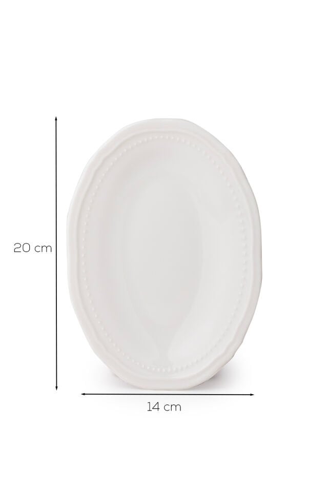 Porsima 4464 Beliz Porselen Kayık Tabak Seti - Oval Kahvaltılık Sunumluk Seti 20cm