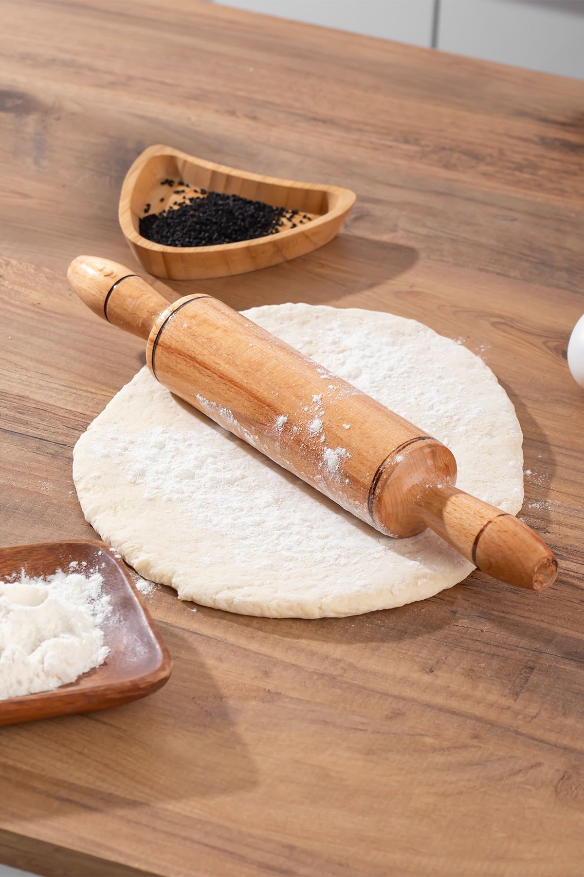 Porsima 1152 Ahşap Oklava Merdane Hamur Açıcı Ahşap Oklava Merdane Hamur Açma  Oklavası 33 cm
