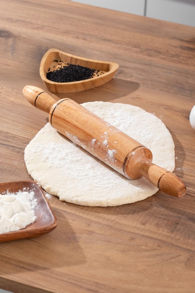 Porsima 1152 Ahşap Oklava Merdane Hamur Açıcı Ahşap Oklava Merdane Hamur Açma  Oklavası 33 cm